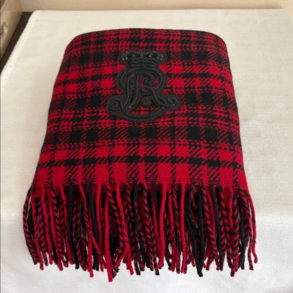 Polo Ralph Lauren Accessories - Polo Ralph Lauren Red and Black Plaid Wool Blend Scarf Made in Italy